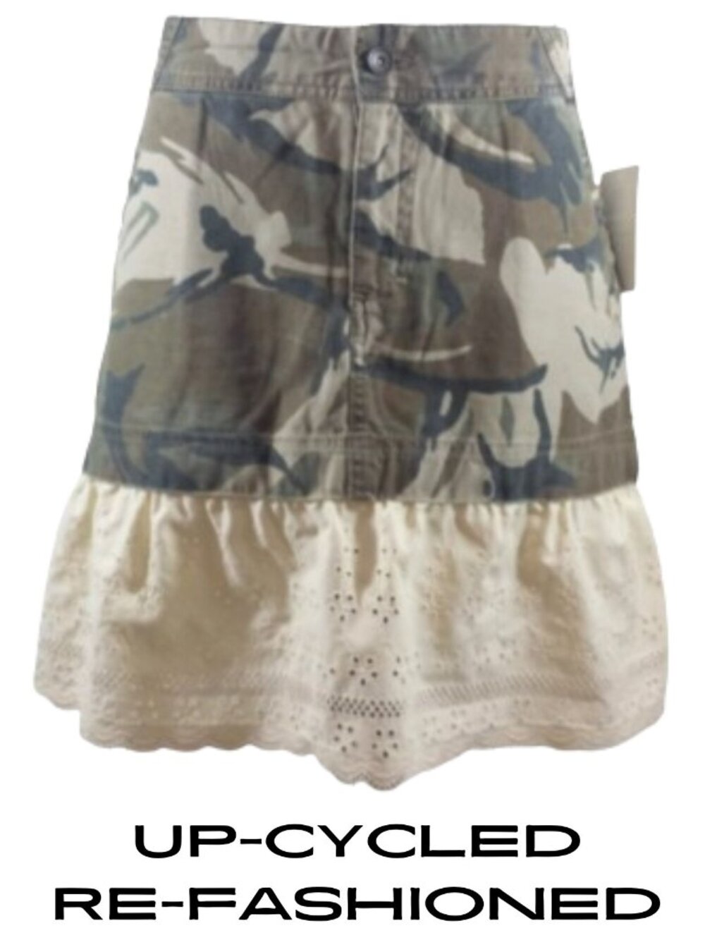 Mossimo Supply Co. Camouflage Mix Skirt with Cream Eyelet Ruffle